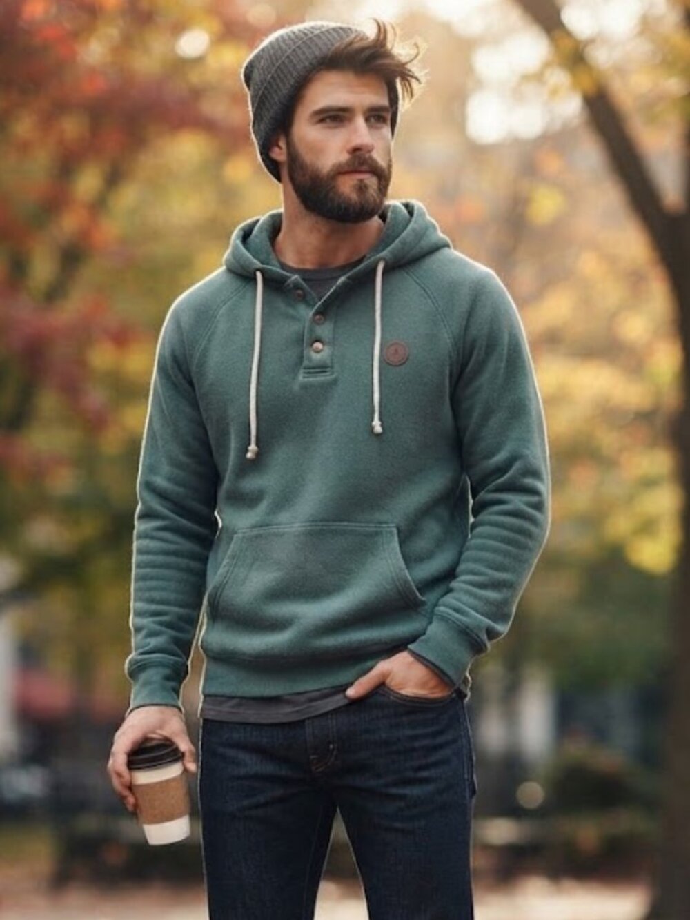 Volcom Classic Fit Green Pullover Hoodie — Men's Size M